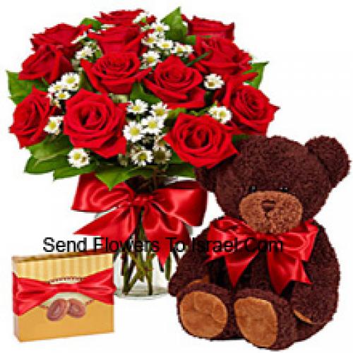 Imported Chocolates with Cute Teddy and 12 Roses