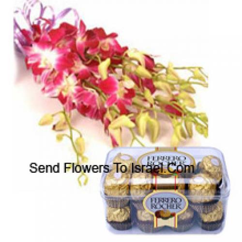 Charming Pink Orchids with 16 Pcs Ferrero Rochers