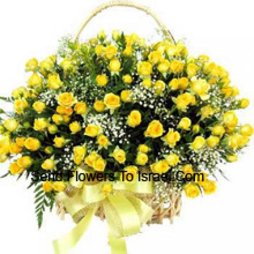 100 Yellow Roses Basket