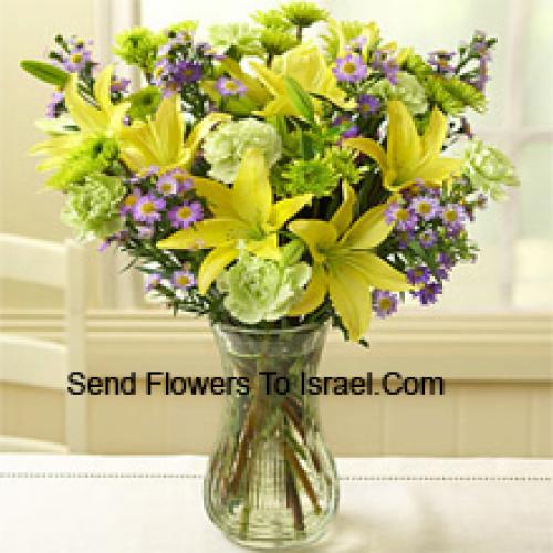 Beautiful Yellow Lilies with Assorted Flowers