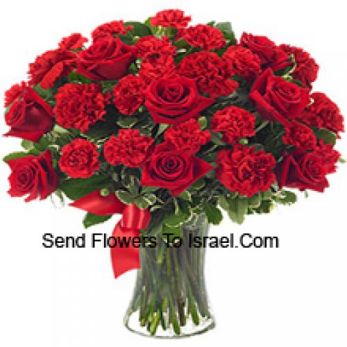 Beautiful Red Roses and Carnations