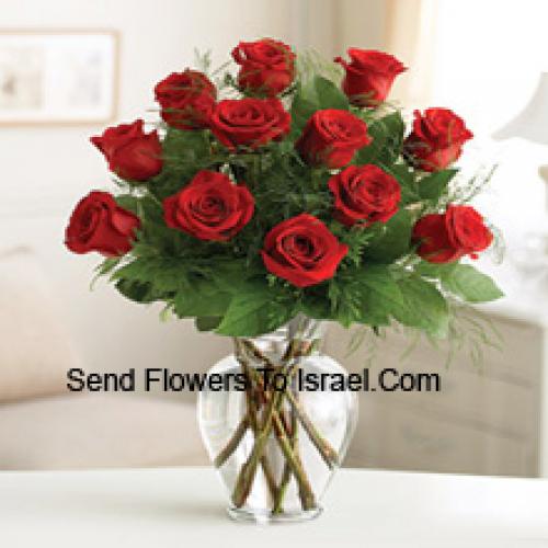 Lovely 12 Red Roses in Vase