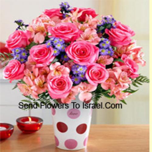 Roses, Orchids and Assorted Flowers in Vase