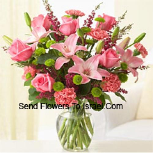 Cute Pink Roses, Carnations and Lilies