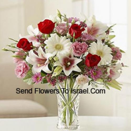 Cute Carnations, Gerberas and Roses in Vase