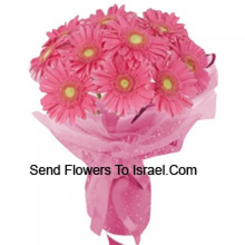 12 Pink Gerberas hand Bunch