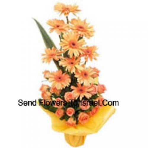 Orange Roses and Gerberas Big Basket