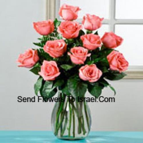 12 Vibrant Pink Roses