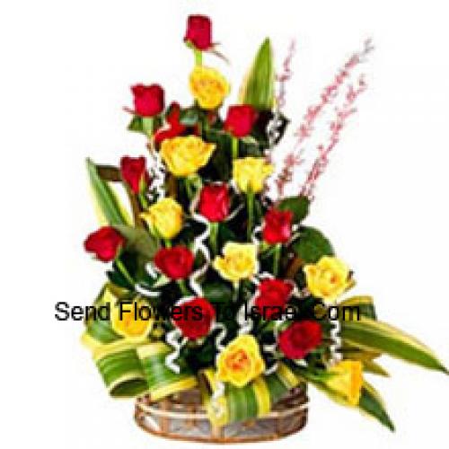 Sweet 24 Red and Yellow Roses Basket