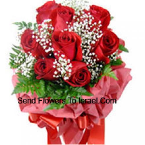 10 Wrapped Red Roses