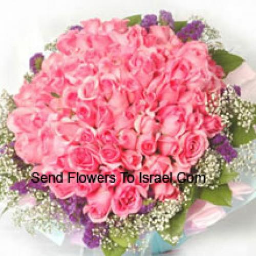 100 Pretty Pink Roses Bunch