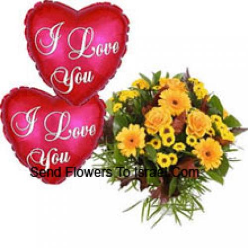 Mixed Flowers with Love Balloon