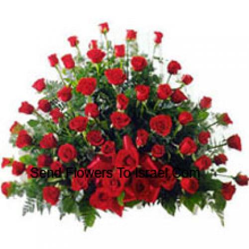 Cute 100 Red Roses Basket