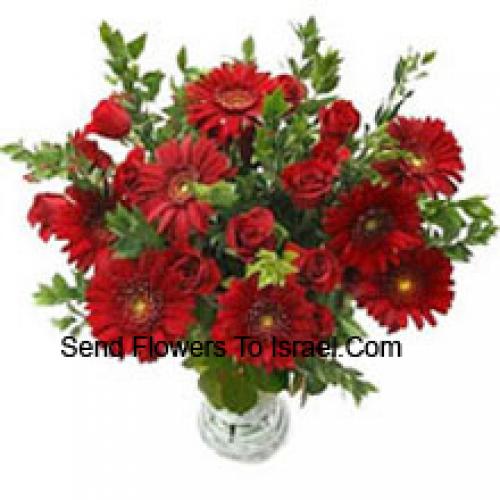 Cute Roses and Gerberas in Vase