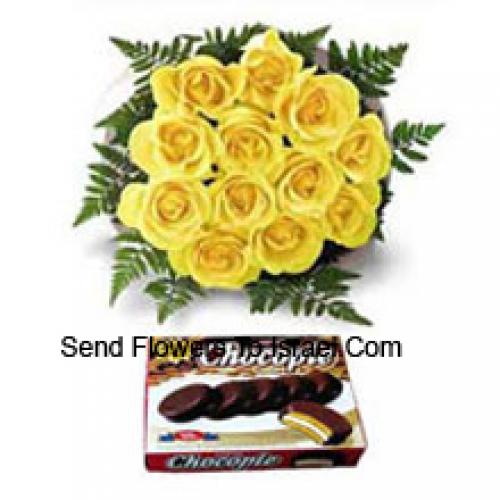 12 Beautiful Yellow Roses with Chocolate Box