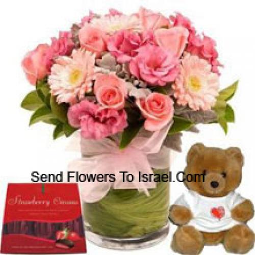 Assortiment Schattige Bloemen met Knuffel en Chocolade