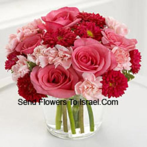 Cute Carnations, Daisies and Roses in Vase