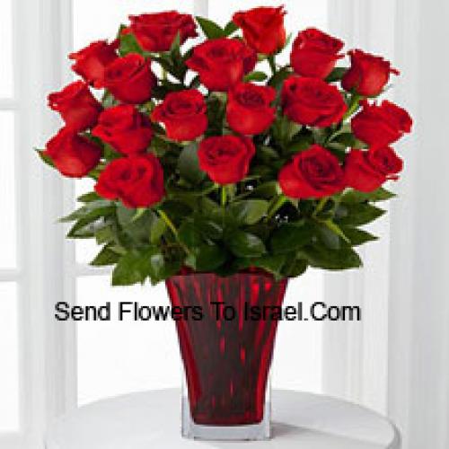 18 Red Roses with Pink Bow