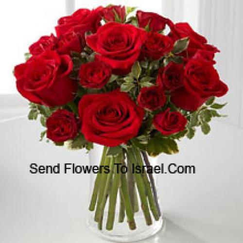 18 Lovely Red Roses in Vase